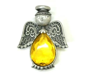 LRazza Spilla Angelo Agrumi Giallo Strass Cappello Borsa Ingranaggio Spilla Peltro - Foto 1 di 2