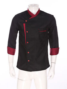 Unisex Long sleeve Chef Coat Jacket Men Women Kitchen Workwear Cooking Uniform