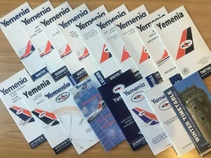 Lot of 17 YEMENIA Yemen Airways timetables 1991-2002 timetable schedule - Picture 1 of 7