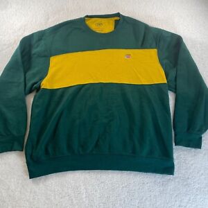 Chaps Sweatshirt Mens 2XL Green The Everyday Fleece Colorblock Crew Neck Stripes