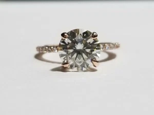 2.50 Carat Moissanite Solitaire Ring with Accents 14k Rose Gold Charles&Colvard - Picture 1 of 10