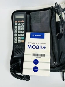 Vintage Motorola Brick Car Phone Bag Manual Broken Antenna Powers On - Picture 1 of 8