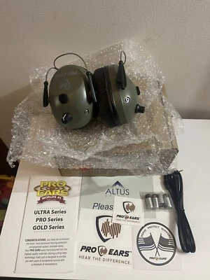 Pro Ears PRO-TAC PLUS GOLD Electronic BEHIND HEAD Ear Muff NRR 26 Green GS-PT300 - Image 1 of 4