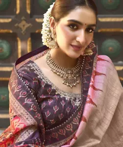 Designer Bhagalpuri Silk and Gajji Silk Hand Work Saree For Women, Bandhani Work - Picture 1 of 24