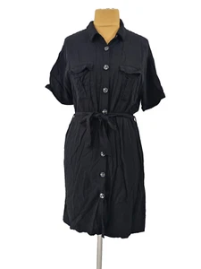 42 Blusenkleid Gürtel AMISU schwarz knielang Viskose elegant 70er  romantisch - Bild 1 von 7