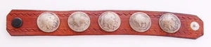 Native American Handmade Buffalo Nickel and Leather Bracelet Small - Picture 1 of 1