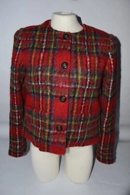 NWT Womens Polo Ralph Lauren Wool Blend Blazer sz 8 Button Up RED PLAID - Image 1 of 4