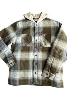 NEW Wrangler Blue & Green Heavyweight Hooded Shirt Jacket Men Size M - Picture 1 of 18