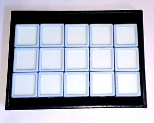 Bandeja de almacenamiento de exhibición de diamantes con piedras preciosas para joyas 15 cajas de plástico 4x4 cm - Imagen 1 de 6