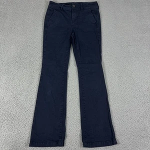 American Eagle Pants Womens 8 Long Navy Kick Boot Cut Stretch Twill Chino Casual - Picture 1 of 10