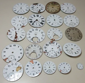 VINTAGE KONVOLUT TASCHENUHR ZIFFERBLÄTTER ERSATZTEILE ELGIN WALTHAM ILLINOIS #2 - Bild 1 von 10