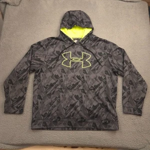 Sudadera con Capucha Under Armour Hombres 2XL Gris Digital Camuflaje Calce Suelto Neón Logo Pullover - Imagen 1 de 9
