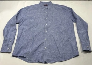 Untuckit Shirt Men 2XL Blue 100% Linen Button Up Long Sleeve Regular Fit - Picture 1 of 8