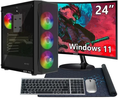 GER-POL Set Computer Core i7 16GB RAM 512GB SSD Windows 11 WiFi + Monitor 24"