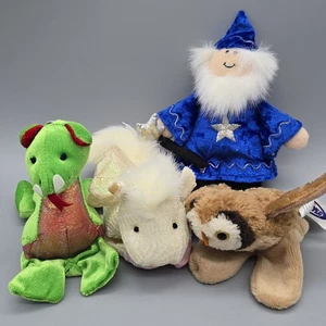 Vintage 2000 Mary Meyer Lot Of 4 Finger Puppets Wizard Dragon Owl Pegasus - Picture 1 of 12