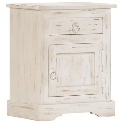 Bedside Cabinet White Solid mango wood 15.7 x 11.8 x 19.7 in vidaXL - Image 1 of 4