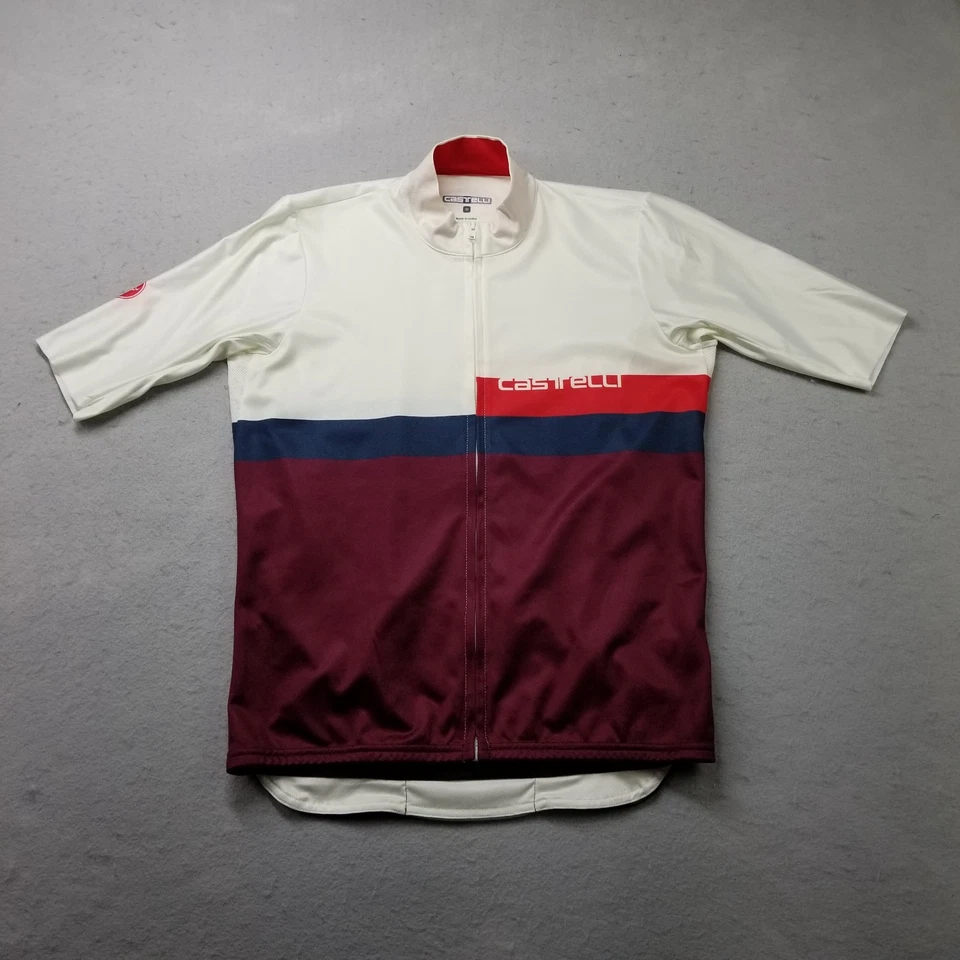 Camisa de Ciclismo Castelli Talla M Blanca Roja Cremallera Completa Logo Escorpión Manga Corta Foto 1 de 4