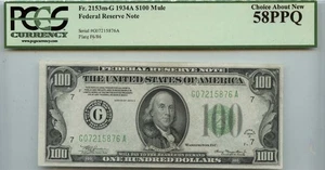 1934A $100 Federal Reserve Mule FR#2153m-G PCGS CH58 PPQ - Picture 1 of 2