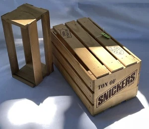 Wooden Snickers Promotion Box 10” x6”x6” & Small Wood Crate 8”x3.5”x3.5”-Lot 2 - Picture 1 of 23