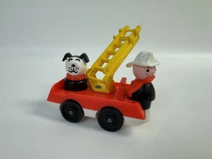Vintage 1970S Fisher-Price Little People Wood Fireman, Dog and Firetruck - Picture 1 of 6