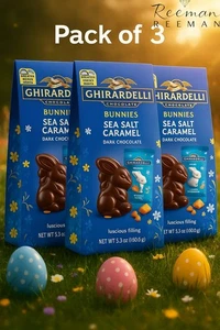 Bolsa grande Ghirardelli chocolate oscuro sal marina caramelo conejitos 5,8 oz (paquete de 3) - Imagen 1 de 6
