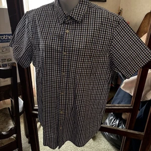 Gap Button Down Short Sleeve Shirt Men's Size LARGE Blue WhitePlaid - NWT! - Picture 1 of 5