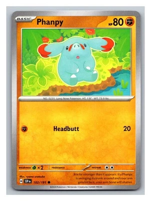 Phanpy #102/191 SV08: Surging Sparks Pokemon Trading Card TCG Nintendo 2024 - Image 1 of 2
