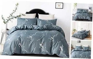 Plum Blossom Duvet Cover Twin Blue Comforter Set 68"x90" Soft Hotel 2PCS - Picture 1 of 8