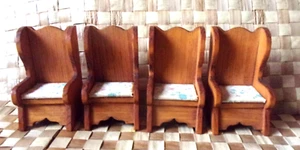 4 Wooden dolls house 1:12th armchairs, fireside style H8cms L4.5cms W4cms - Picture 1 of 3