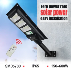 LED Solar Powered Street Lamp Cool White 150W-600W Dimmable Energy Saving Yard - Picture 1 of 16