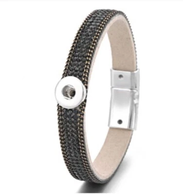 Mini pulsera de cuero con estrás de joyería a presión ajuste magnético 12 mm pequeño jengibre Foto 1 de 4