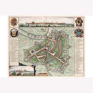 Dendermonde Teneramonda Belgien Atlas Van Loon ca.1649; schöne antike Karte - Bild 1 von 11