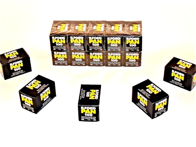 3x Rolls ILFORD PAN 100 B&W NEG Film--35mm/36 exps--ULTRA FRESH--expiry: 01/2027 - Image 1 of 2