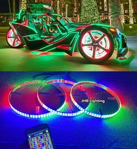 Brightest 15.5"TRIPLE ROW Remote+APP Chasing Flow LED Slingshot LED Wheel Lights - Picture 1 of 12