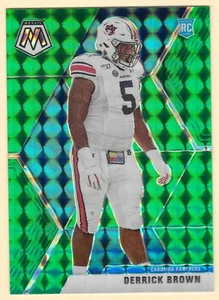2020 Panini Mosaic - Derrick Brown - Carolina Panthers - GREEN - RC - #244 - Picture 1 of 2