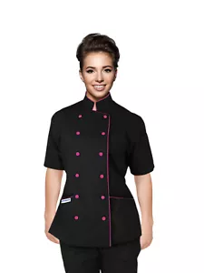 Short Sleeves Tailored Fit Chef Coat Jacket Uniform for Women - Picture 1 of 26