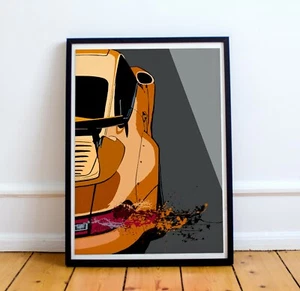 Porsche 911 GT2 RS print - Racing Yellow 993 GT3 artwork wall art speed poster - Foto 1 di 9