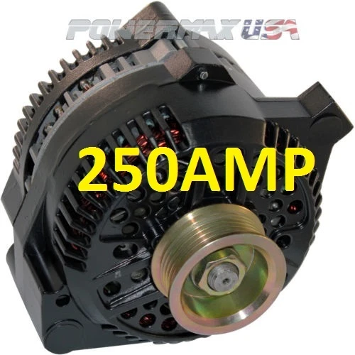 HIGH OUTPUT 250 AMP BLACK ALTERNATOR Fits MUSTANG THUNDERBIRD COUGAR 3.8 5L 250A - Изображение 1 из 1
