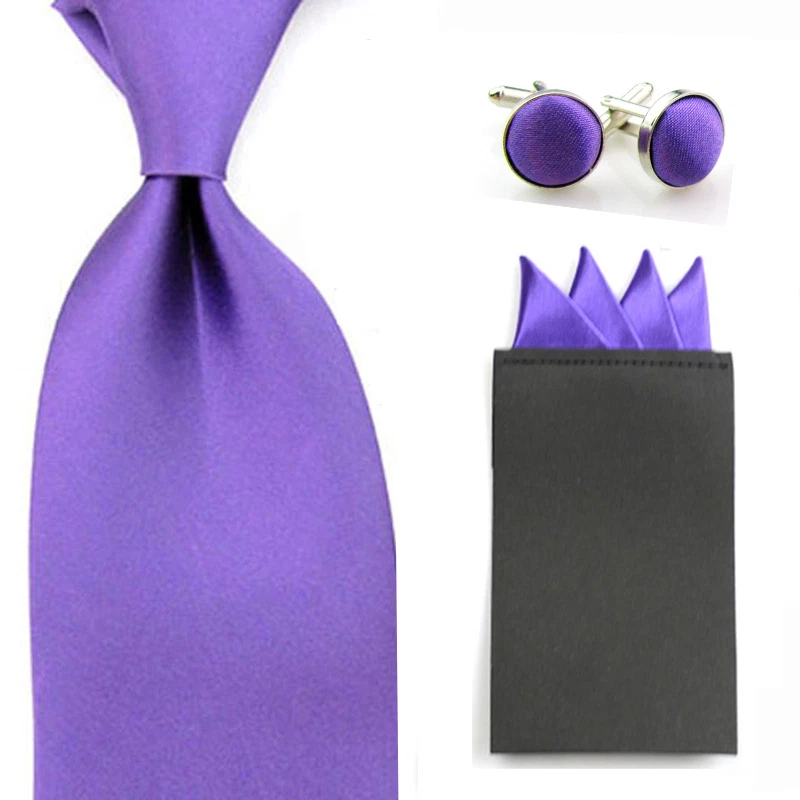 Juego de gemelos cuadrados de bolsillo para hombre corbata ancha de satén liso boda fiesta Foto 1 de 1