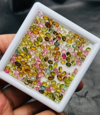AAA Quality Multi Tourmaline Oval Cut Stone-Natural Tourmaline Multi Cabochon - Image 1 of 4