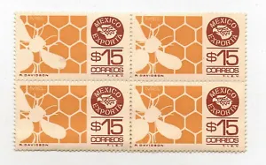 MEXICO EXPORTA SERIES BLOCK OF FOUR  HONEY  Mint Never Hinged  - Picture 1 of 1