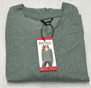 Buffalo Women's Super-Soft Cozy V-Neck Long Sleeve Top, Sage Mix, Size M - Picture 1 of 4