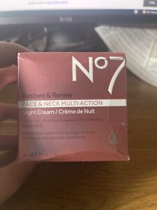 No7 Restore & Renew Face & Neck Multi Action Night Cream 50ml. NEW BOX. 