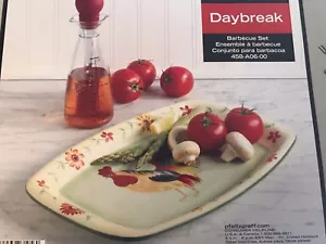 2pc Barbeque Set 16"Platter & Glass Bottle Daybreak by Pfaltzgraff - Picture 1 of 1