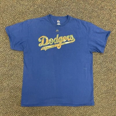 LOS ANGELES DODGERS T Shirt Mens XL Camo Logo MLB Baseball Retro Adult - Image 1 of 4