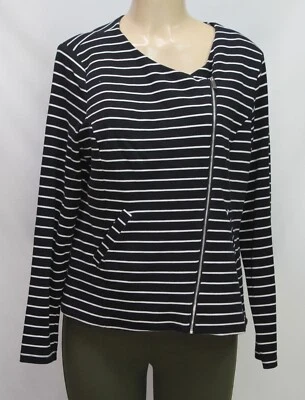 Mossimo Women's Jacket Stretch  Long Sleeve Stripes White/Black Size XL - Image 1 of 4