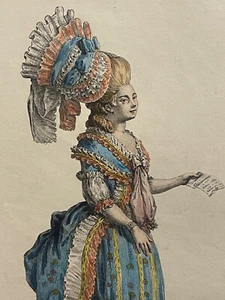 Selten Große Gravur Mode Dame Kostüm Französisch 18. Jahrhundert Desrais & Dupin - Bild 1 von 9