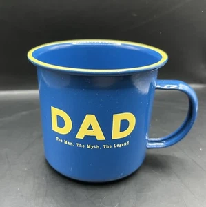 Tin Mug Dad Coffee Cup Cool Blue Yellow Gift Man Myth Legend - Picture 1 of 2