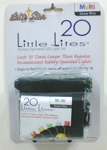 Brite Star 20 Count Battery Operated LED Lights, Multi-Color Lights, Green Wire - Picture 1 of 8