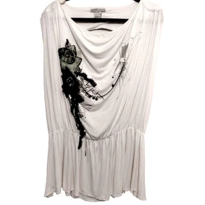 Camisa Alberto Makali para mujer talla XL blanca de colección negra apliques de encaje floral - Imagen 1 de 8